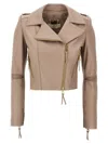 Elisabetta Franchi Biker Casual Jackets And Parka Pink In Beige