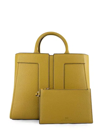 Elisabetta Franchi Leather Panelled Tote Bag In Yellow