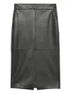 Elisabetta Franchi Leather Pencil Skirt In Blue