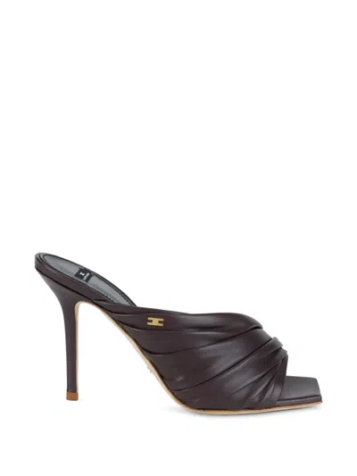 Elisabetta Franchi Leather Sandals In Brown
