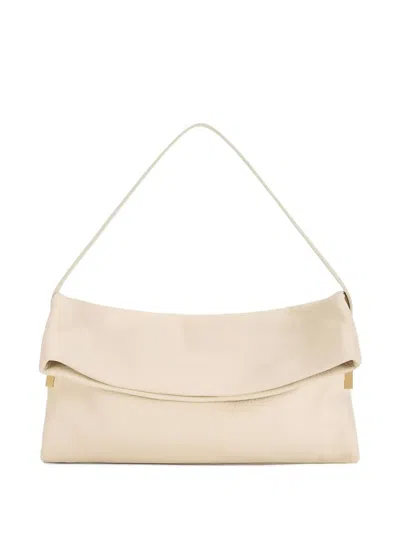 Elisabetta Franchi Leather Shoulder Bag In Neutral