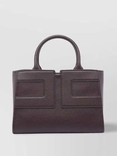 Elisabetta Franchi Leather Textured Shoulder Bag With 2 Handles In Red