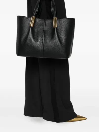 Elisabetta Franchi Leather Tote Bag In Black