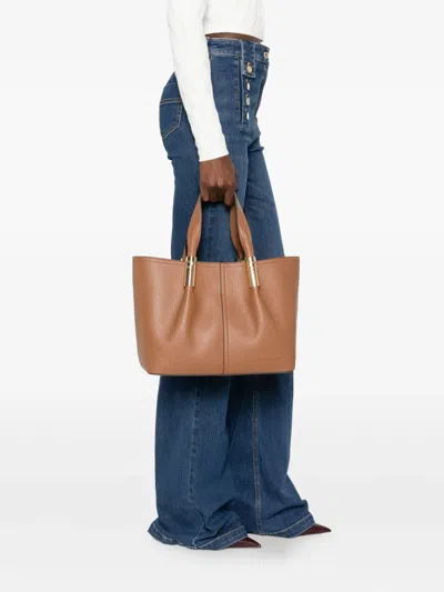 Elisabetta Franchi Leather Tote Bag In Brown