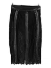 Elisabetta Franchi Leather-trimmed Lace Midi Skirt In Black