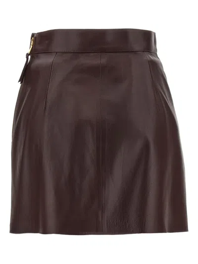 Elisabetta Franchi Leather Wrap-design Skirt In Red
