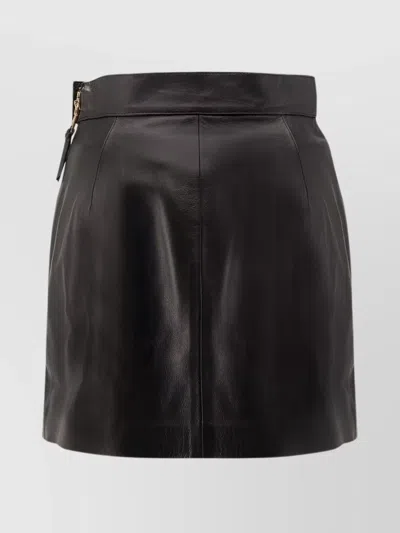 Elisabetta Franchi Leather Wrap Miniskirt High Waist In Black