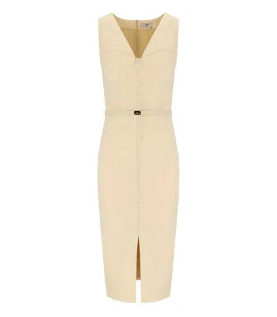 ELISABETTA FRANCHI ELISABETTA FRANCHI LEMONADE BELTED SHEAT DRESS