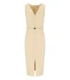 Elisabetta Franchi Crepe Midi Dress In Yellow