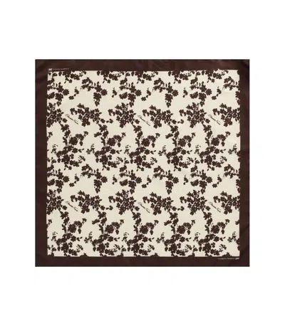 Elisabetta Franchi Lemonade Cacao Floral Foulard Scarf In Yellow
