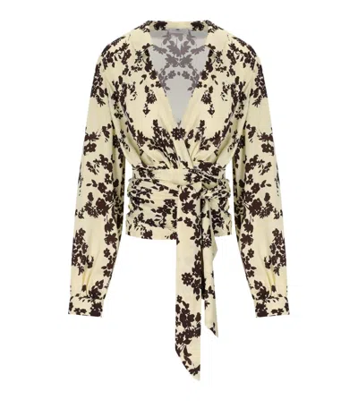 ELISABETTA FRANCHI ELISABETTA FRANCHI LEMONADE CACAO FLORAL SHIRT