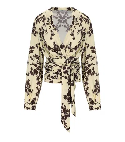 Elisabetta Franchi Lemonade Cacao Floral Shirt In Yellow