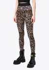 Elisabetta Franchi Leopard Print Leggings In Brown