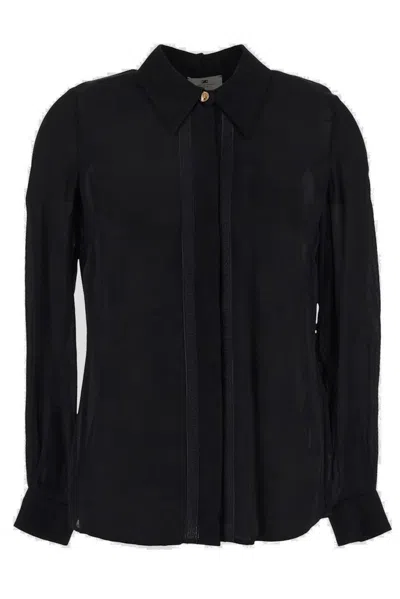 Elisabetta Franchi Embroidered Long-sleeved Shirt In Black