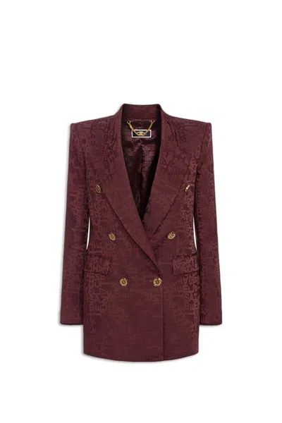 Elisabetta Franchi Lettering Jacquard Crepe Jacket In Red