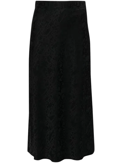 Elisabetta Franchi Lettering Jacquard Midi Skirt In Black