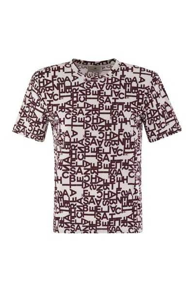 Elisabetta Franchi Lettering Jersey T-shirt Small In White