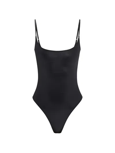 Elisabetta Franchi Lettering-print Swimsuit In Black