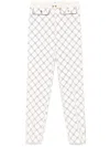 Elisabetta Franchi Light Beige Trousers With Geometric Pattern In White