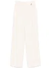 Elisabetta Franchi Contrasting-topstitching Crepe Trousers In Beige