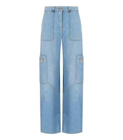 Elisabetta Franchi Light Blue Cargo Jeans