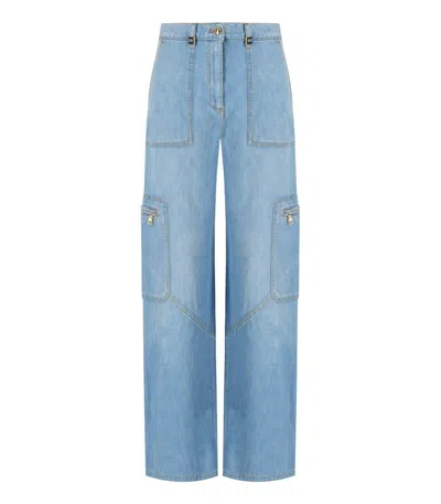 Elisabetta Franchi Light Blue Cargo Jeans