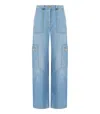 Elisabetta Franchi Light Blue Cargo Jeans In Multi