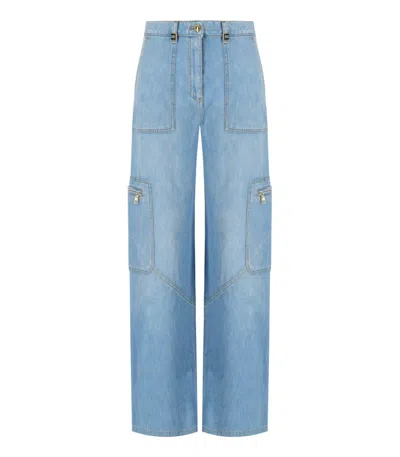 Elisabetta Franchi Light Blue Cargo Jeans