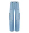 Elisabetta Franchi Light Blue Cargo Jeans In Multi