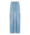 Elisabetta Franchi Light Blue Cargo Jeans In Multi