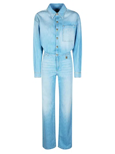 Elisabetta Franchi Light Blue High Waist Jumpsuit