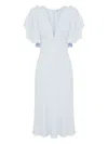 Elisabetta Franchi Light Blue Midi Dress With V-neck In Blue