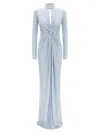 Elisabetta Franchi Light Blue Red Carpet Long Dress In Blue