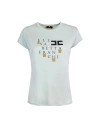 Elisabetta Franchi T-shirt Celeste Con Logo E Applicazioni In Bv9acqua
