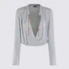 Elisabetta Franchi Draped Front Jumpsuit Gold Chain Detail In Metallic