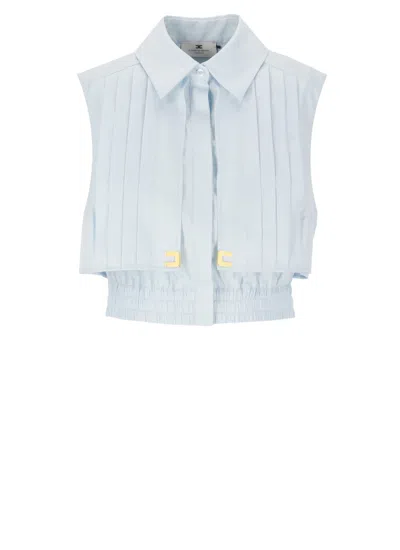 Elisabetta Franchi Light Cotton Cropped Shirt In Blue