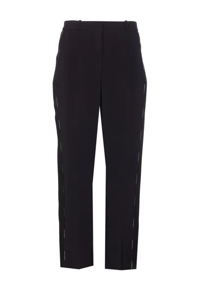 ELISABETTA FRANCHI LIGHT CREPE TROUSERS WITH TUXEDO DETAIL