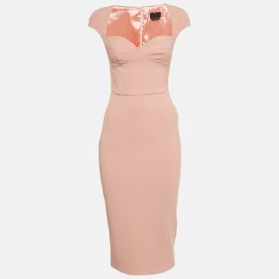 Pre-owned Elisabetta Franchi Light Orange/peach Crepe Cap Sleeve Midi Dress S