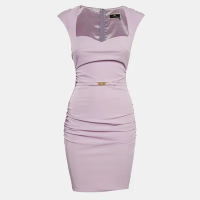 Pre-owned Elisabetta Franchi Light Purple Gabardine Waist Detail Sleeveless Mini Dress S