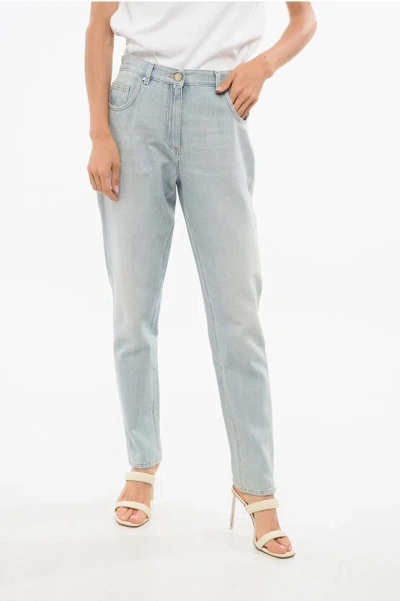 Elisabetta Franchi Light Wash Slim Fit Denims 13cm In Blue