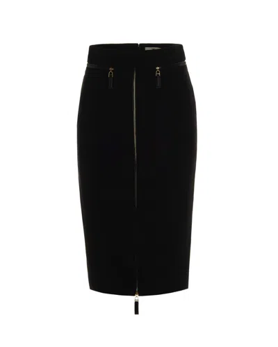 ELISABETTA FRANCHI LIGHTWEIGHT BLACK CRÊPE SKIRT WITH ZIP