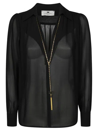 Elisabetta Franchi Lightweight Blouse With Classic Collar In Black