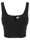 Elisabetta Franchi Lightweight Corset-style Crepe Top With Heart Neckline In Black