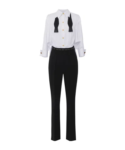 Elisabetta Franchi Lightweight Crêpe And Poplin Jumpsuit In Black