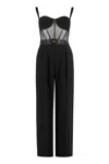 Elisabetta Franchi Tailored Jumpsuit With Corset Bodice In Black