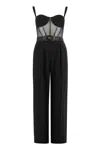Elisabetta Franchi Tailored Jumpsuit With Corset Bodice In Black