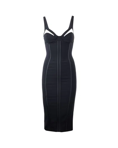 Elisabetta Franchi Lightweight Crepe Dress With Black Tulle