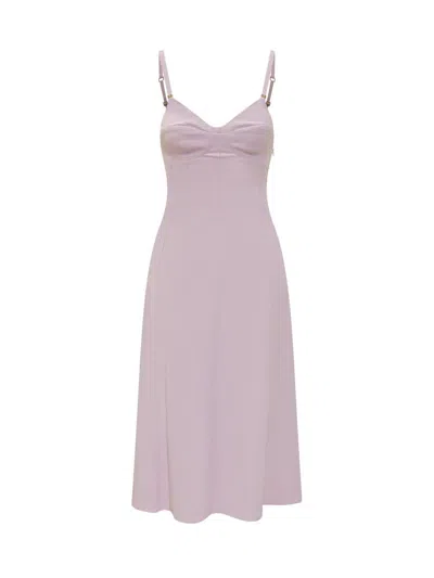 Elisabetta Franchi Lightweight Crepe Dress With Criss-cross Laces In Pink