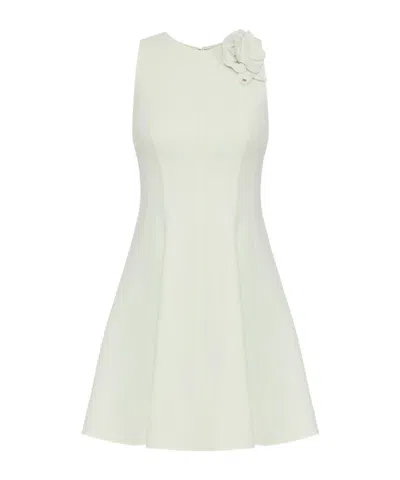 Elisabetta Franchi Lightweight Crepe Dress With Floral Detailing In White