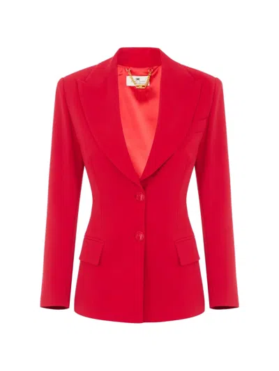 Elisabetta Franchi Lightweight Crêpe Jacket With Laces In Red